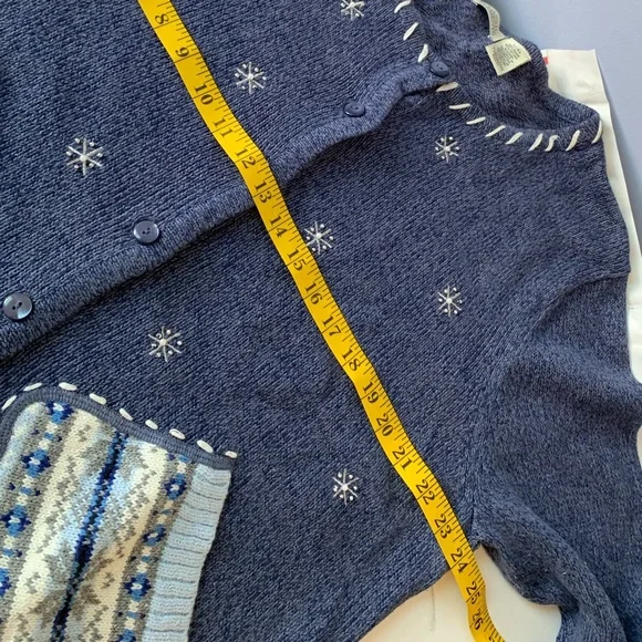 Vintage Ugly Christmas Sweater Mittens Cardigan - Picture 7 of 13